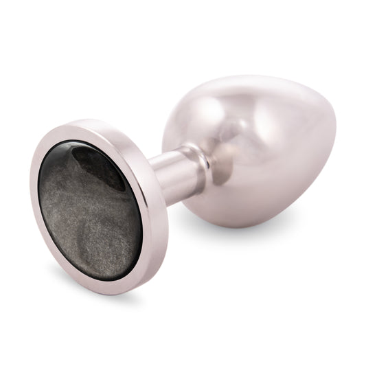 Silver Sheen Obsidian Butt Plug